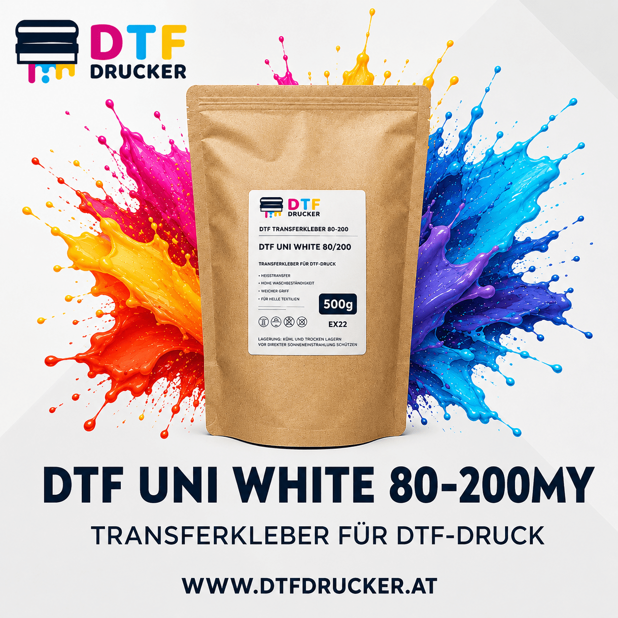 lepidlo at DTF UNI WHITE 80–200 μm Transferpulver für DTF-Druck – Bild 1
